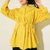V-Neck Blouse with Lace Detail Mustard