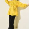 V-Neck Blouse with Lace Detail Mustard - Imagen 2