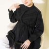 V-Neck Blouse with Lace Detail Black