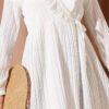 ⁦V-Neck Ruffled Detail Kimono White⁩ - الصورة ⁦4⁩