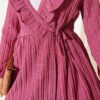 V-Neck Ruffled Detail Kimono Rose Dust - Image 3
