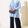 V-Neck Ruffled Detail Kimono Blue - Afbeelding 2