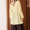 V-Neck Ruffled Detail Kimono Yellow - Imagen 3