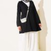 V-Neck Ruffled Detail Kimono Black – Bild 2