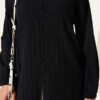 V-Neck Ruffled Detail Kimono Black – Bild 4