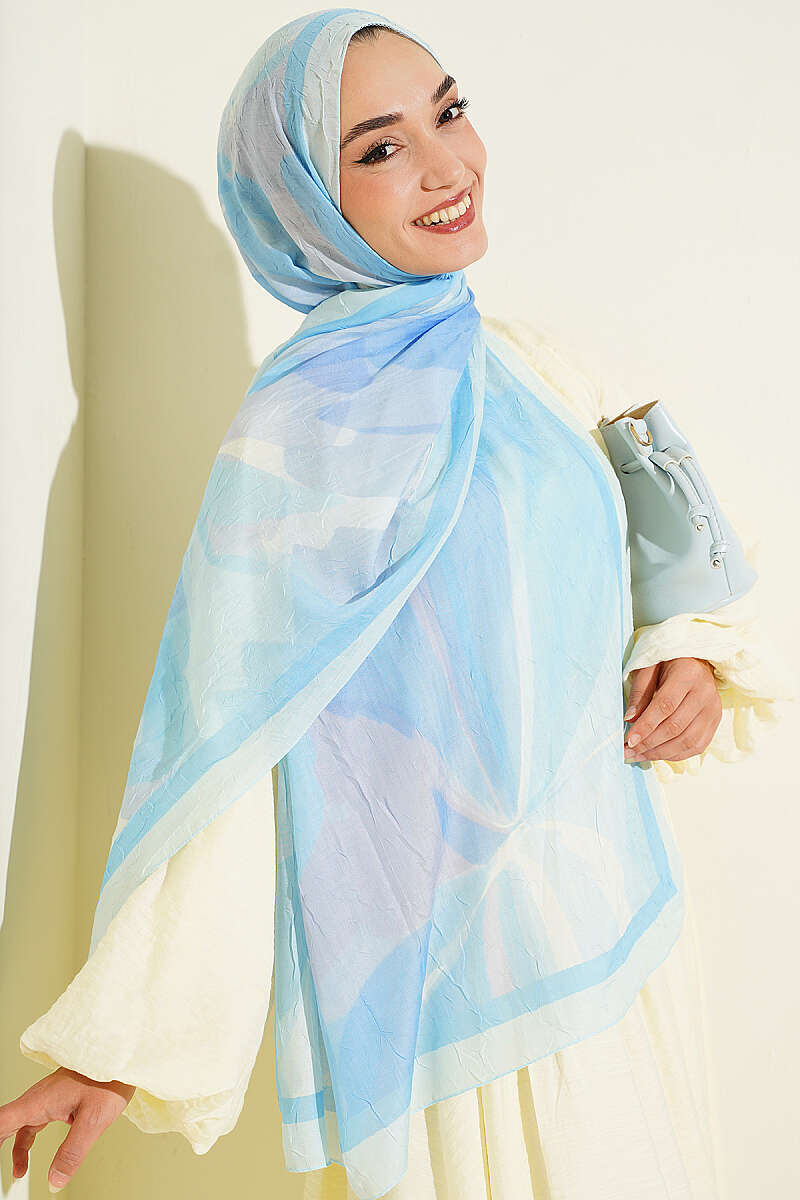 Vera Series Bamboo Crinkle Shawl Blue - immagine 5