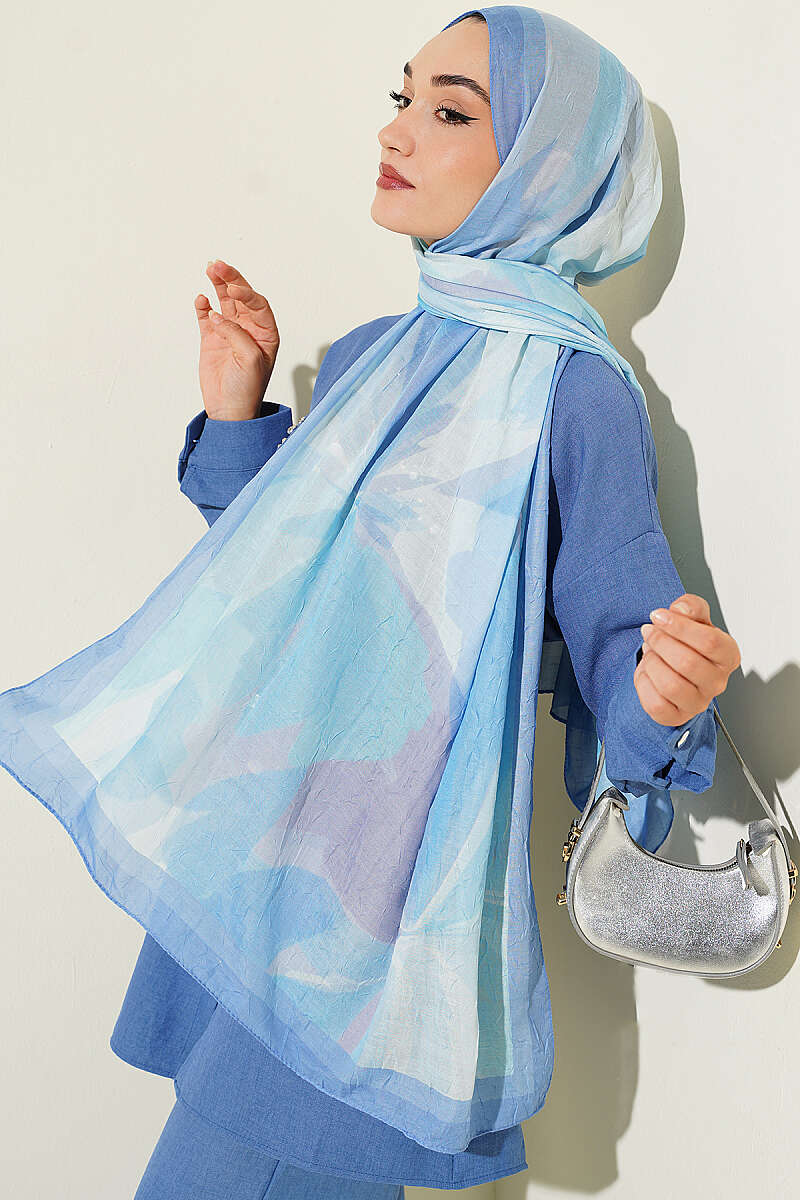 Vera Series Bamboo Crinkle Shawl Blue - immagine 2