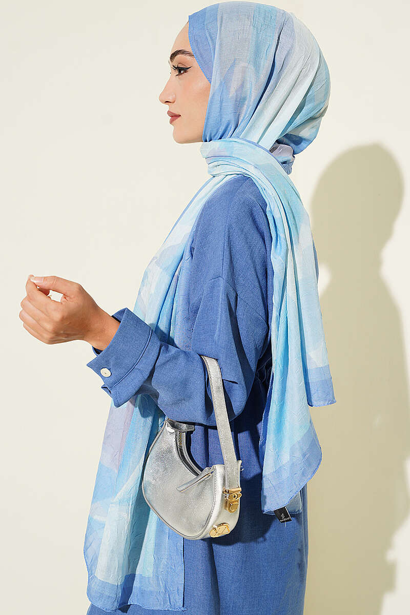 Vera Series Bamboo Crinkle Shawl Blue - immagine 3