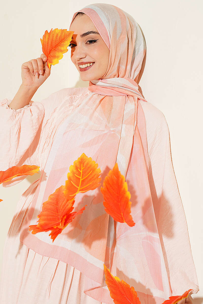 Vera Series Bamboo Crinkle Shawl Salmon