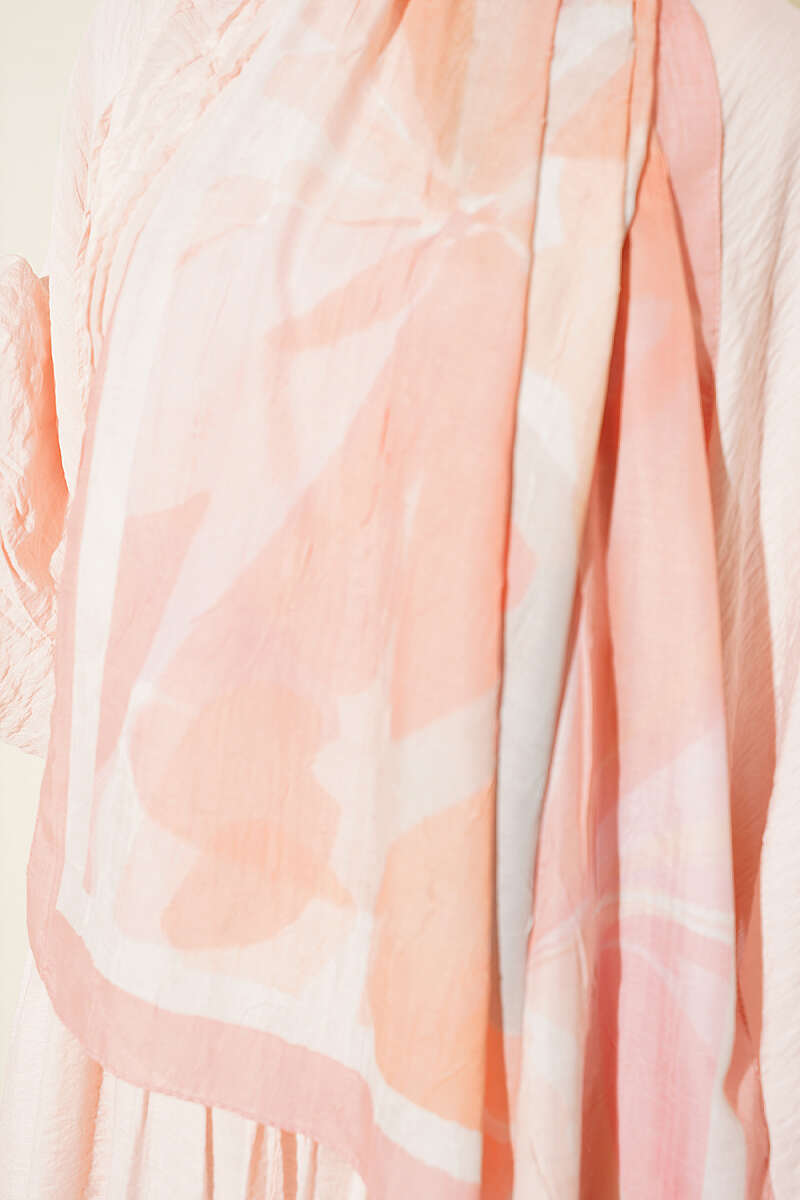 Vera Series Bamboo Crinkle Shawl Salmon - Image 4