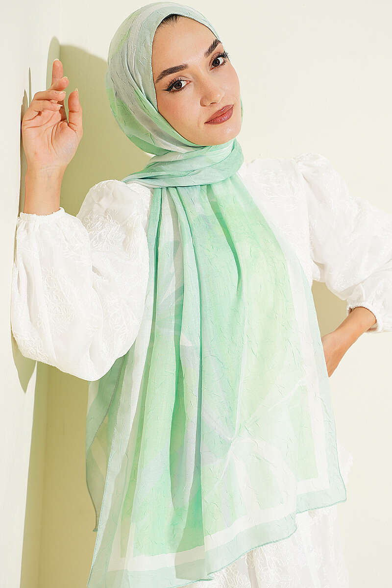 Vera Series Bamboo Crinkle Shawl Aqua Green