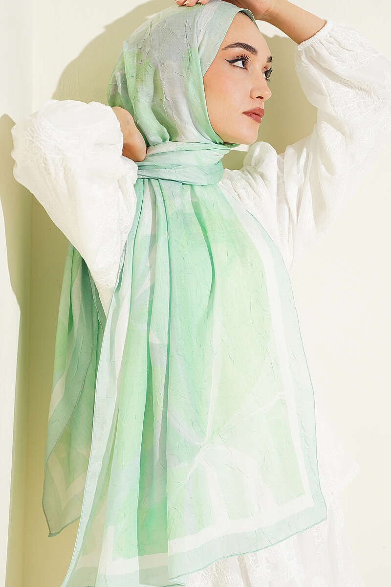 Vera Series Bamboo Crinkle Shawl Aqua Green - immagine 2