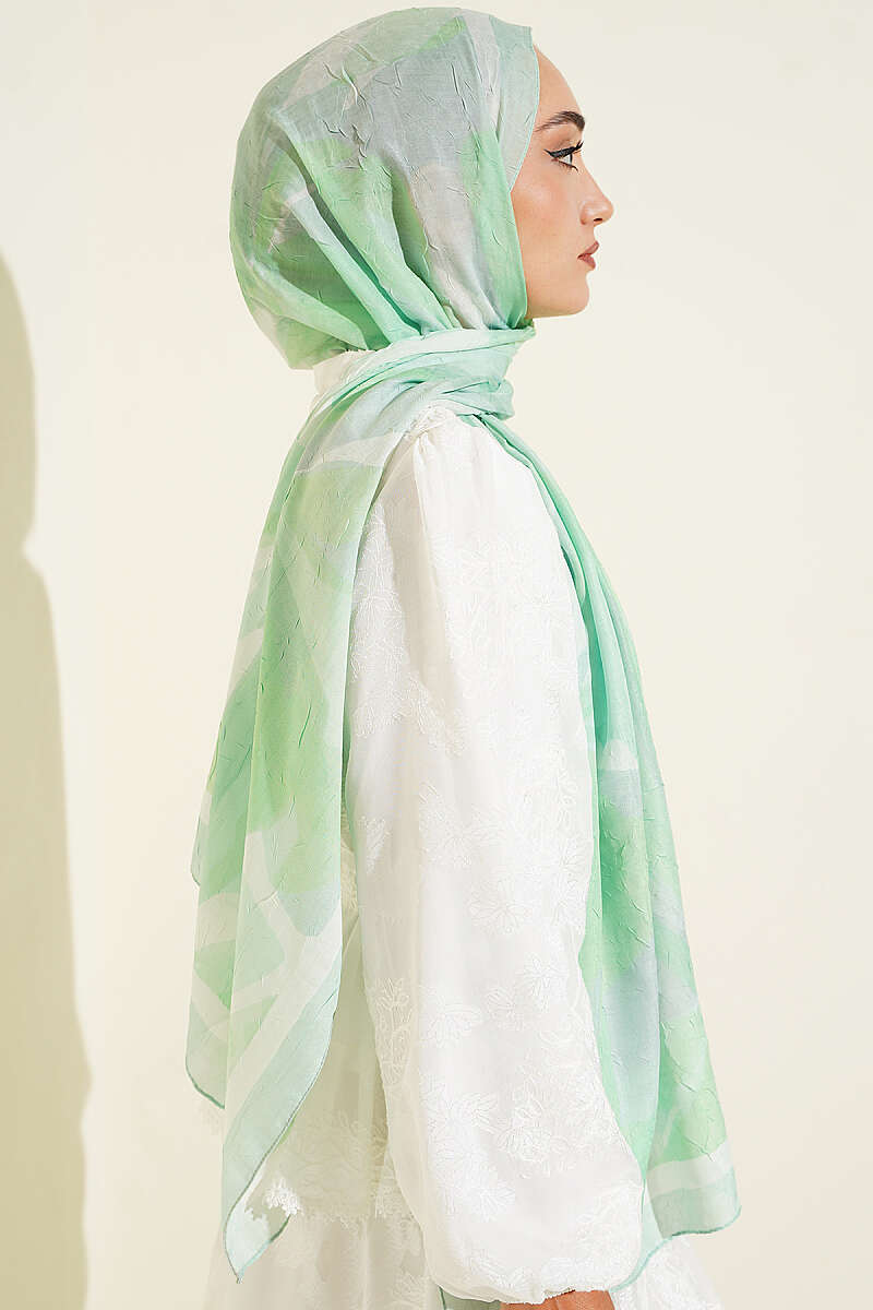 Vera Series Bamboo Crinkle Shawl Aqua Green - immagine 3
