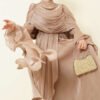 Ruffled Draped Evening Dress Beige