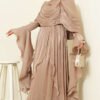 Ruffled Draped Evening Dress Beige - Afbeelding 2