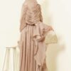 Ruffled Draped Evening Dress Beige - Afbeelding 3