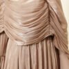 Ruffled Draped Evening Dress Beige - Afbeelding 4