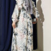 Ruffled Patterned Tie-String Dress Ecru – Bild 3