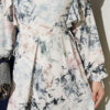 Ruffled Patterned Tie-String Dress Ecru – Bild 4