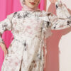 Ruffled Patterned Tie-String Dress Stone – Bild 2