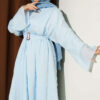 Dress with Ruffle Details and Belt Baby Blue – Bild 2