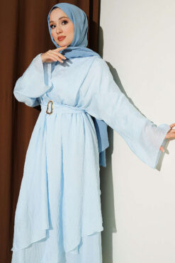 Alternative view of Dress with Ruffle Details and Belt Baby Blue