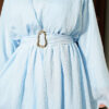 Dress with Ruffle Details and Belt Baby Blue – Bild 4