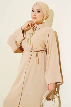 Vue alternative de Star Accessory Long Tunic Two-Piece Set Beige