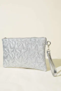 Star Stitch Zip-Up Bag Silver