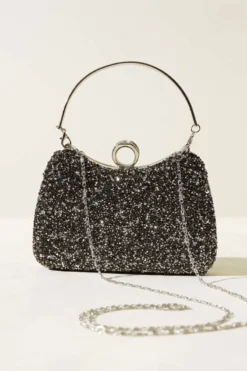 Alternative view of Rhinestone-Embellished Evening Clutch Bag Charcoal