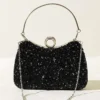 ⁦Rhinestone-Embellished Evening Clutch Bag Black⁩ - الصورة ⁦2⁩