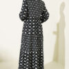 Button-Up Dress with Neck Tie Black - Image 3