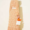 Tie-Neck Balloon Sleeve Gingham Dress Camel - immagine 3