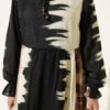 Patterned Dress with Neck Tie Brown – Bild 4