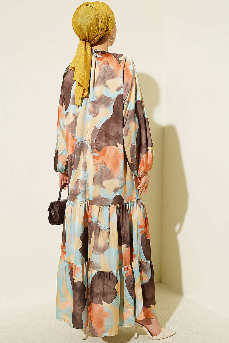 Patterned Dress with Trimmed Neckline Mint - Image 3