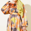 Patterned Dress with Trimmed Neckline Orange - immagine 2