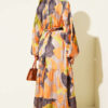 Patterned Dress with Trimmed Neckline Orange - immagine 3