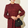 Gathered Neck Checkered Dress Burgundy - Imagen 2