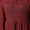 Gathered Neck Checkered Dress Burgundy - Imagen 4