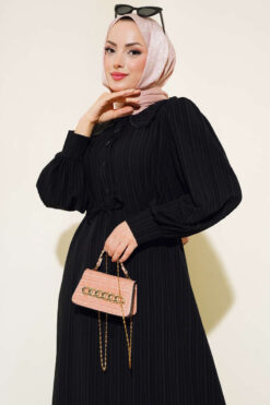 Alternative view of Collared Lace Button Dress Black