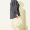 Ruffled Collar Tied Polka Dot Shirt Slate Grey - Afbeelding 3