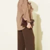 Ruffled Collar Tied Polka Dot Shirt Mink - Afbeelding 3
