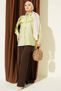 Alternatieve weergave van Ruffled Collar Cuffed Button-Up Shirt