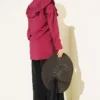 Ruffled Collar Cuffed Button-Up Shirt Burgundy - immagine 3