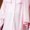 Ruffled Collar Cuffed Button-Up Shirt Pink – Image 4