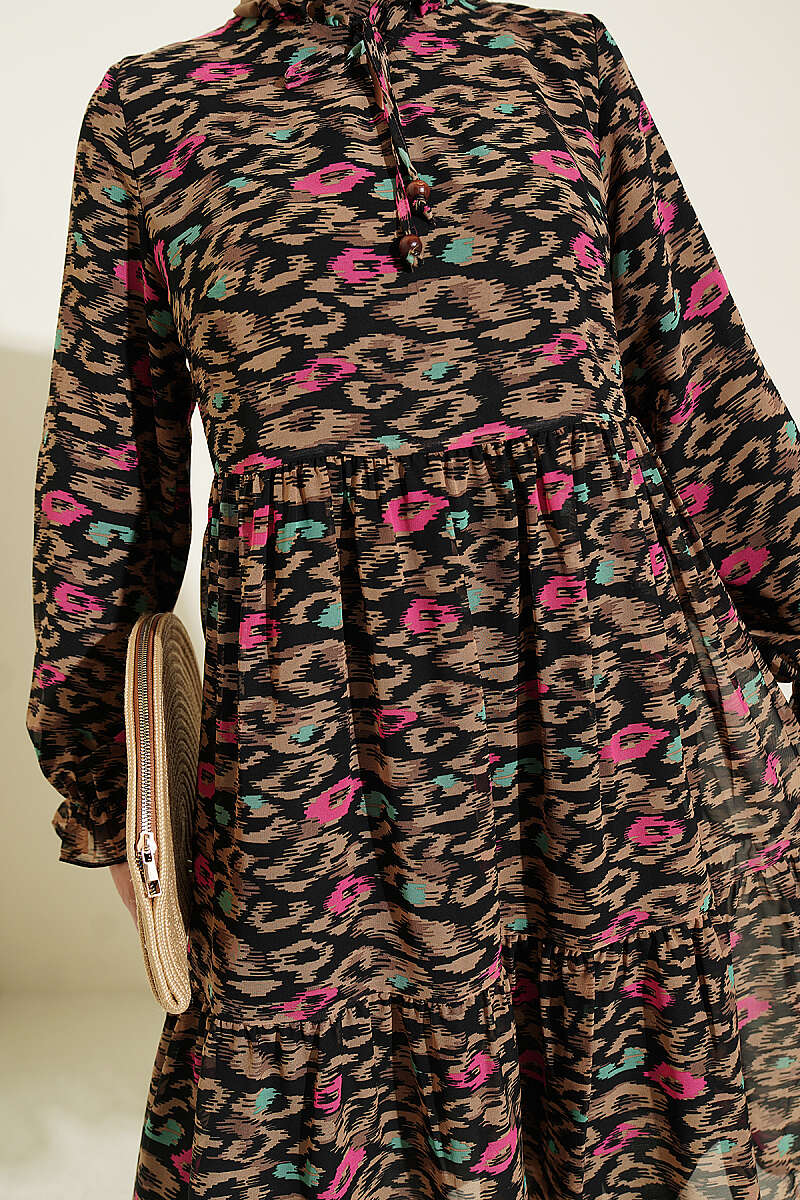 Ruffled Collar Detail Chiffon Tunic Latte - immagine 4