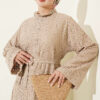 Ruffled Collar Lace Dress Beige - immagine 2