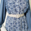 Ruffled Neck Printed Chiffon Dress Blue - immagine 4