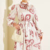 Ruffled Collar Dress with Ribbon Detail Rose Dust - Image 2