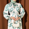 Ruffled Collar Dress with Ribbon Detail Green - Image 2